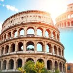 Scenic European landmarks with a budget-friendly travel theme.