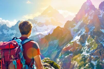 Backpacker enjoying a scenic vista with a backpack.