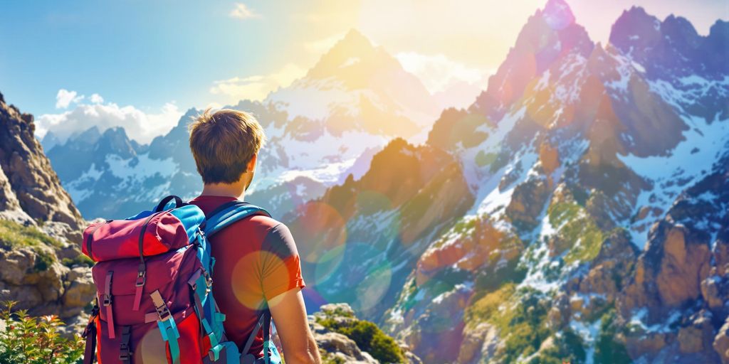 Backpacker enjoying a scenic vista with a backpack.