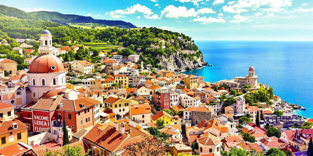 Colorful European cityscapes and natural landscapes.