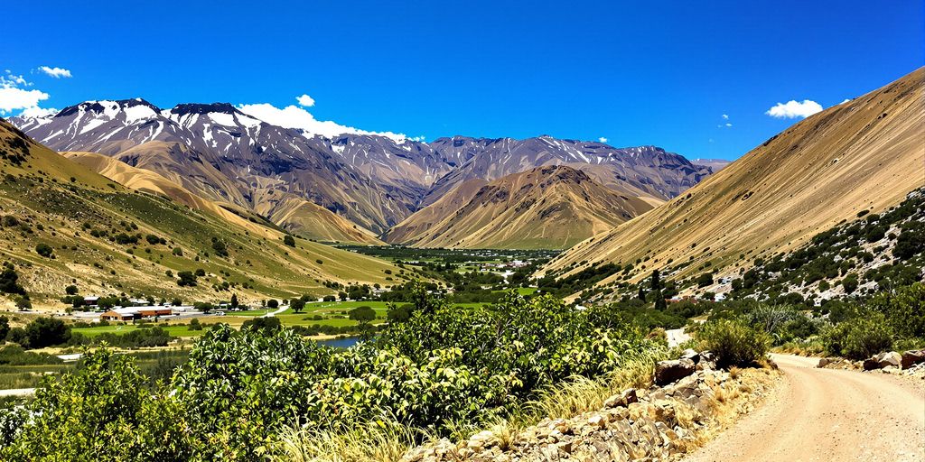 Vibrant Argentinian landscape with mountains and a winding road.
