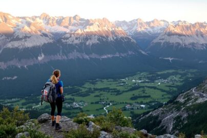 Woman hiking in a scenic national park.