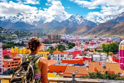 Backpacker enjoying scenic view in Argentina.