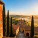 Tuscan hills and village for Italy holidays.