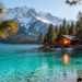 December holiday destinations: beach, mountains, cozy cabin.