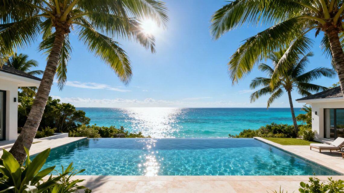 Luxury villa with infinity pool and ocean view.
