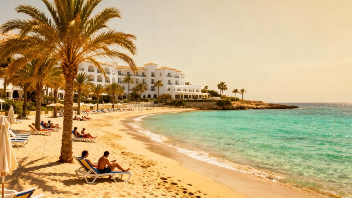 All inclusive Spanish beach holiday scene