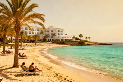 All inclusive Spanish beach holiday scene