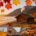Autumn holiday destinations collage