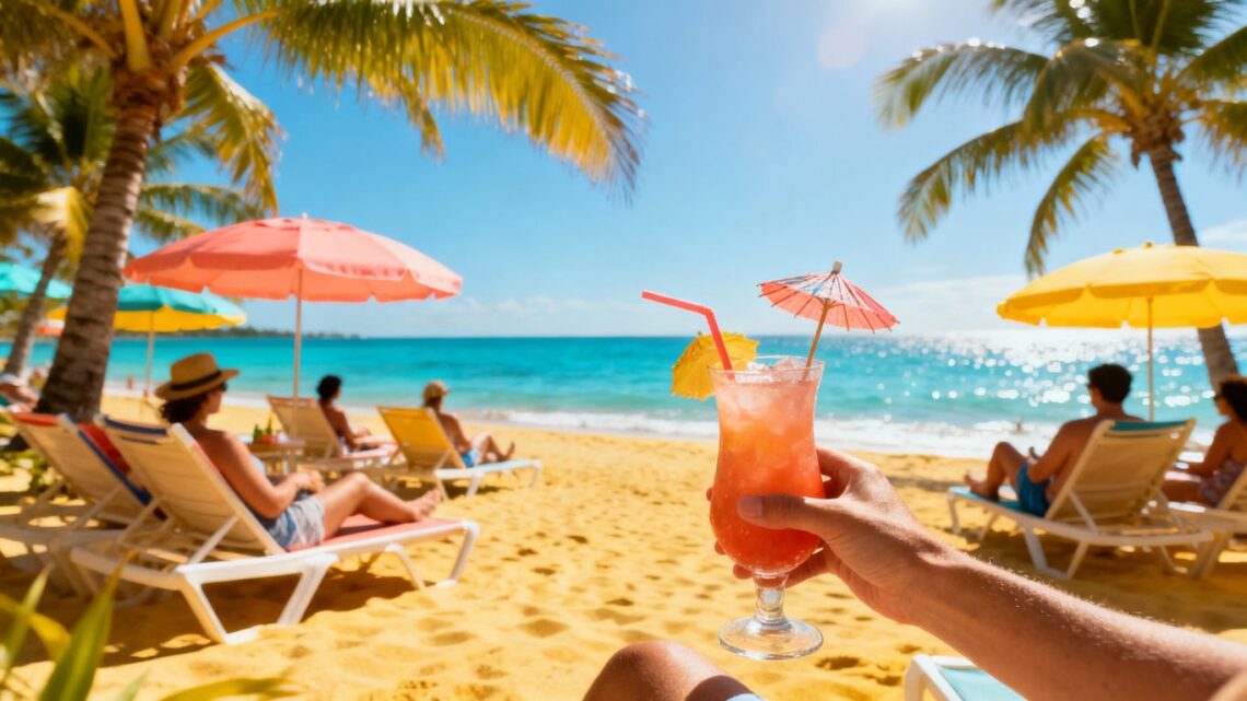 People relaxing on a beautiful tropical beach