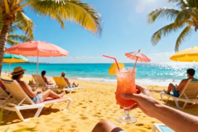 People relaxing on a beautiful tropical beach