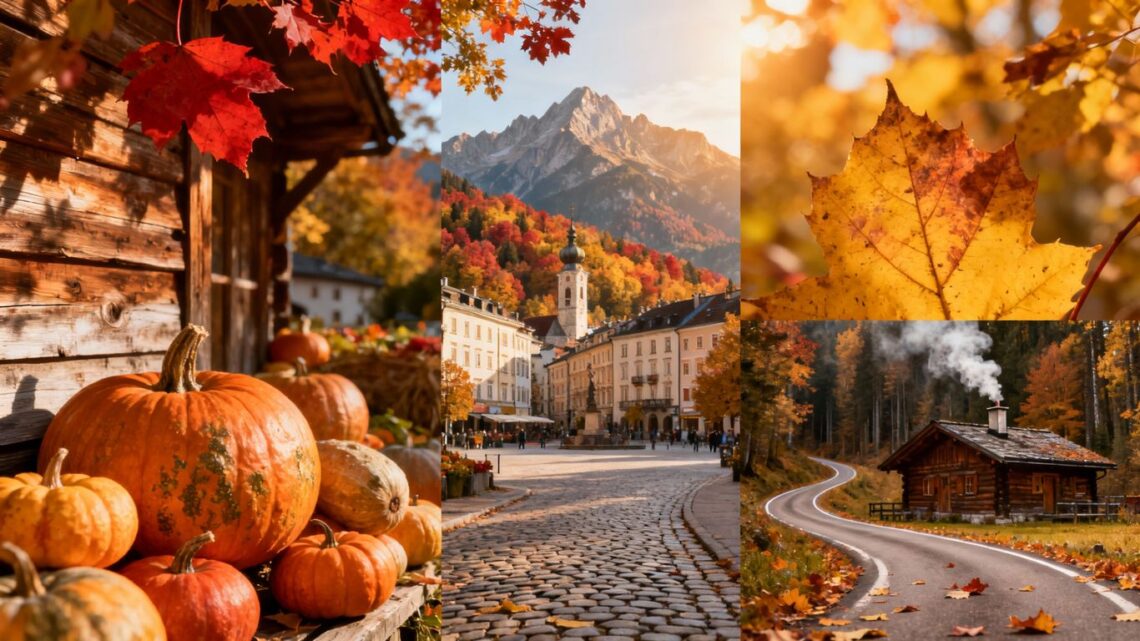 Beautiful autumn travel destinations with colorful fall landscapes