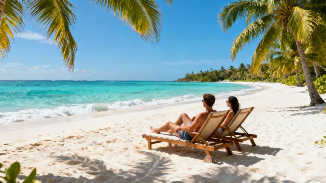Cheap Caribbean holidays with palm trees and beach.