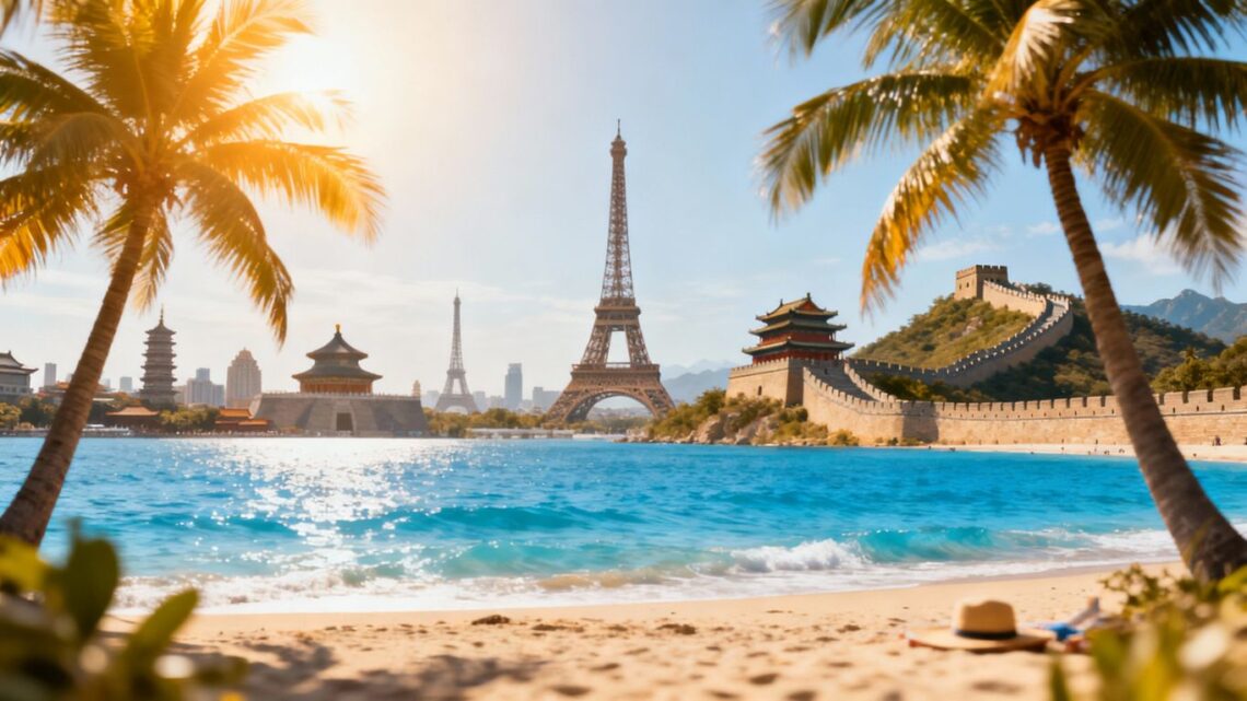 Affordable long haul holiday destinations collage.