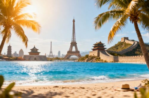 Affordable long haul holiday destinations collage.