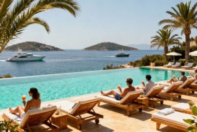 Luxury Croatian resort by turquoise sea with infinity pool
