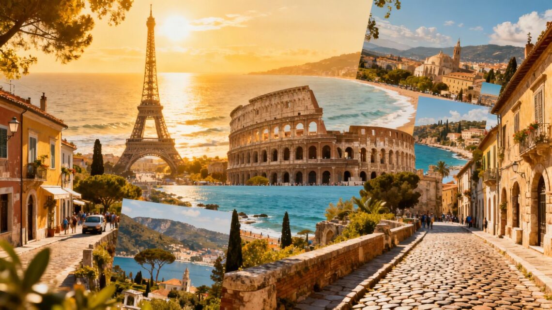 Cheap European travel destinations collage