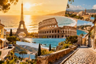 Cheap European travel destinations collage