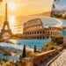 Cheap European travel destinations collage