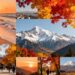 November holiday destinations collage with autumn colors.
