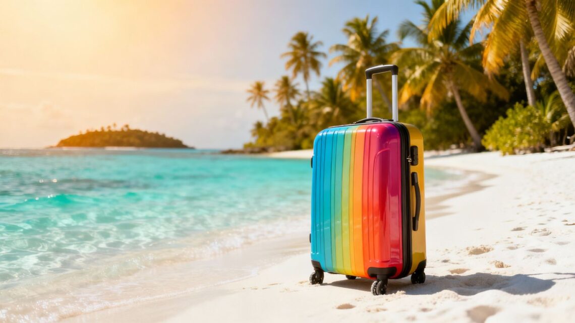 Affordable long haul holiday destination with beach and palm trees.