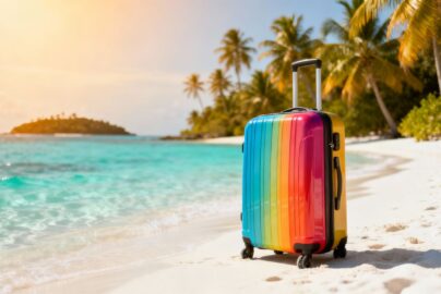 Affordable long haul holiday destination with beach and palm trees.