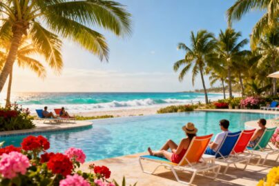 Affordable European beach resort with pool and ocean views.