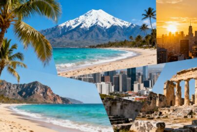 Collage of beautiful travel destinations for 2025.