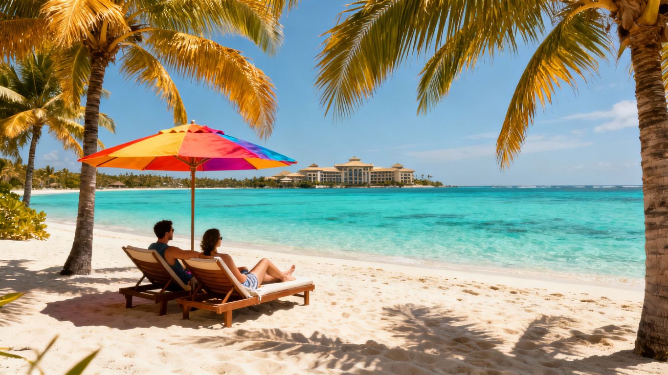 Affordable beach vacation with tropical paradise elements.