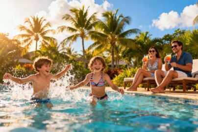 Family enjoying a sunny all-inclusive UK holiday.