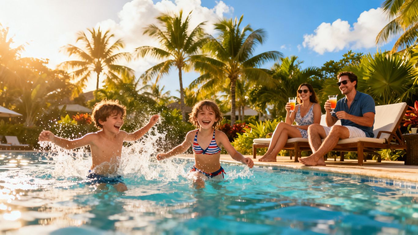 Family enjoying a sunny all-inclusive UK holiday.