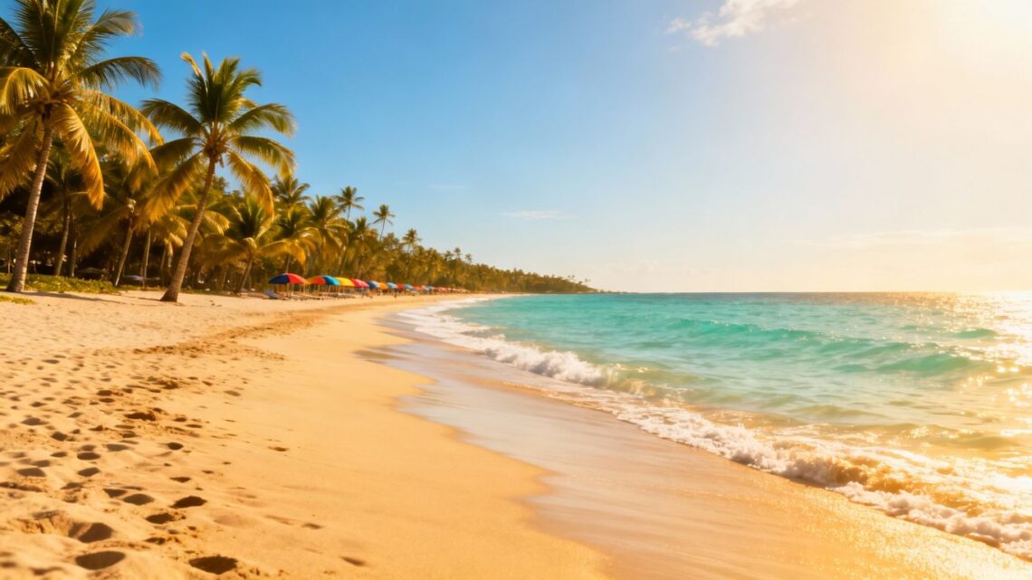 Affordable European beach destination with clear water and sand.