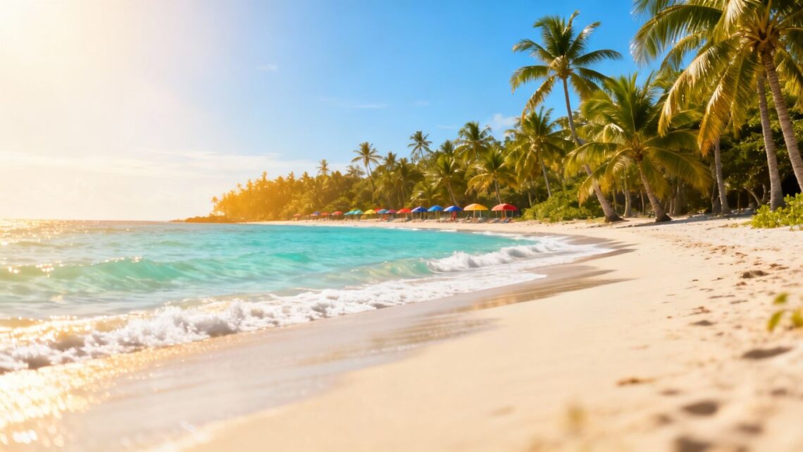 Affordable European beach destination with clear water and sand.