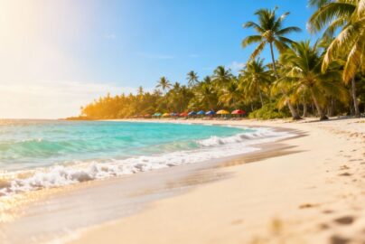 Affordable European beach destination with clear water and sand.