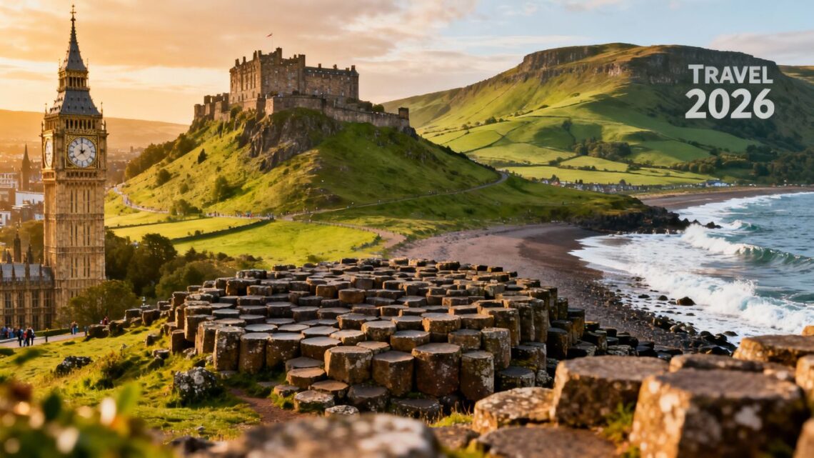 Iconic UK landmarks and scenic landscapes for holiday travel.