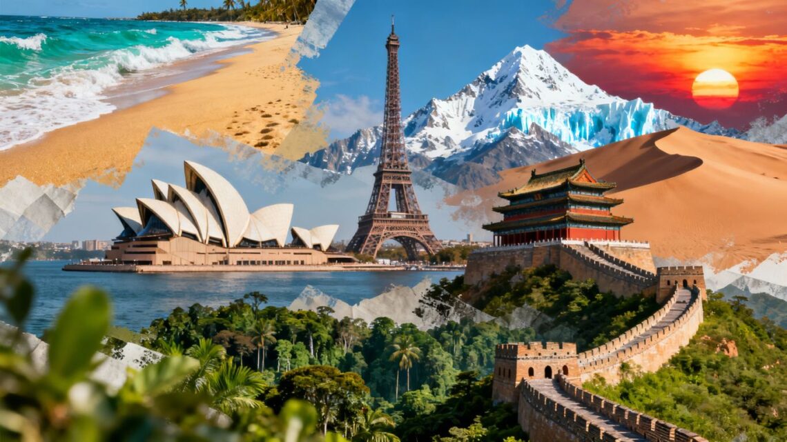 Global landmarks and diverse landscapes for international travel.