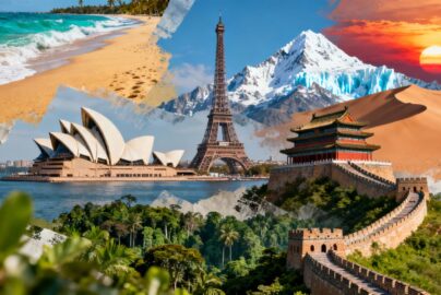 Global landmarks and diverse landscapes for international travel.