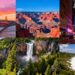 Iconic US landmarks and natural wonders collage.