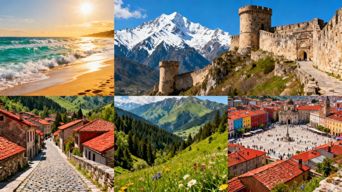 Beautiful Bulgarian landscapes and landmarks collage.