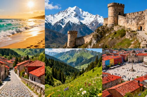 Beautiful Bulgarian landscapes and landmarks collage.