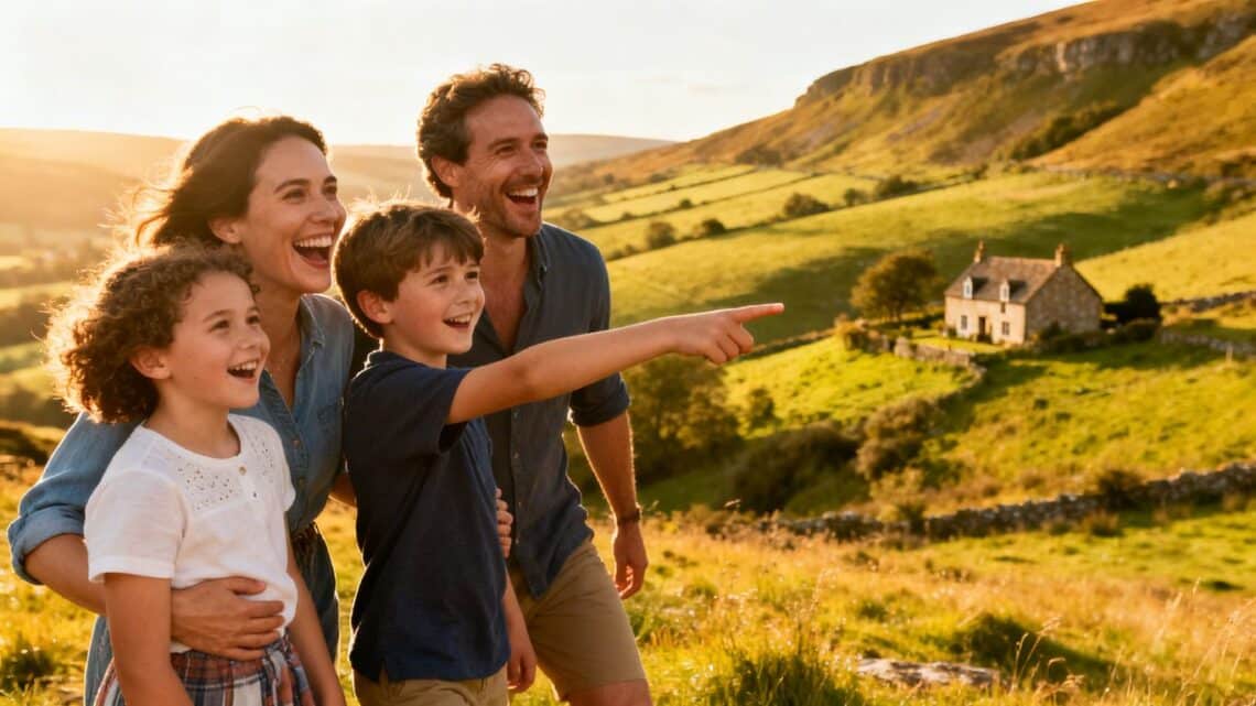 Family enjoying a budget-friendly UK adventure.