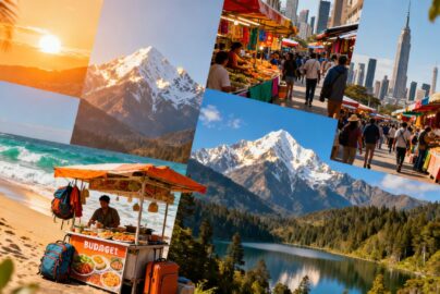 Collage of affordable travel destinations for January 2026.