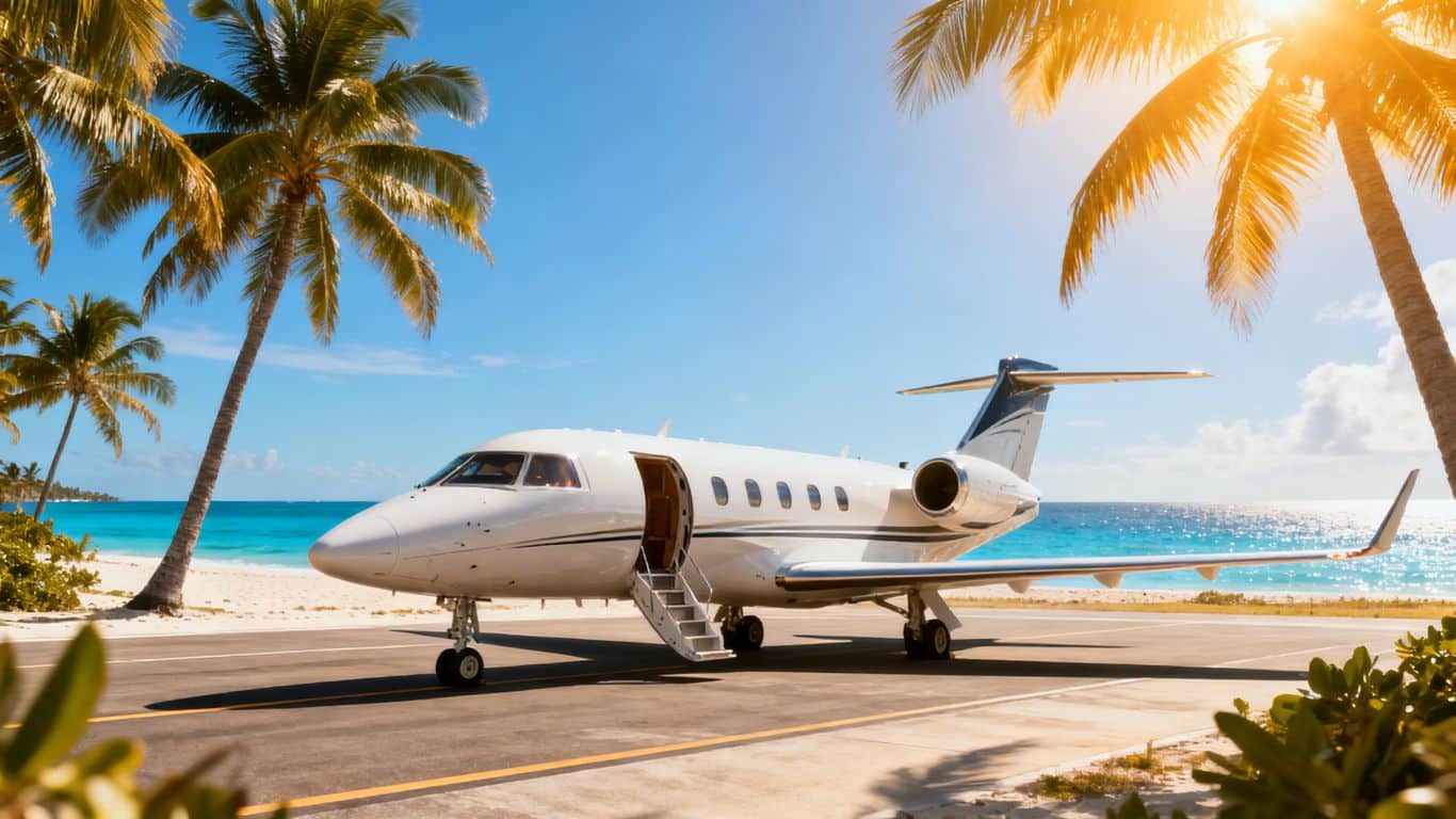 Jet2 all-inclusive holidays: private jet, beach, and ocean.