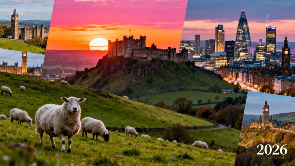 UK holiday destinations collage for 2026