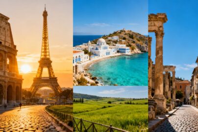 Iconic European landmarks and scenic landscapes for travel.